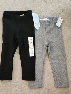 Cat & Jack Black and Gray Toddler Cozy Leggings Duo
